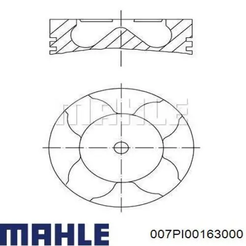 Поршень в комплекті на 1 циліндр, STD 007PI00163000 Mahle Original