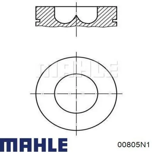 Кільця поршневі на 1 циліндр, 2-й ремонт (+0,50) 00805N1 Mahle Original