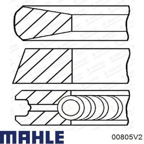 00805V2 Mahle Original кільця поршневі комплект на мотор, 2-й ремонт (+0,50)
