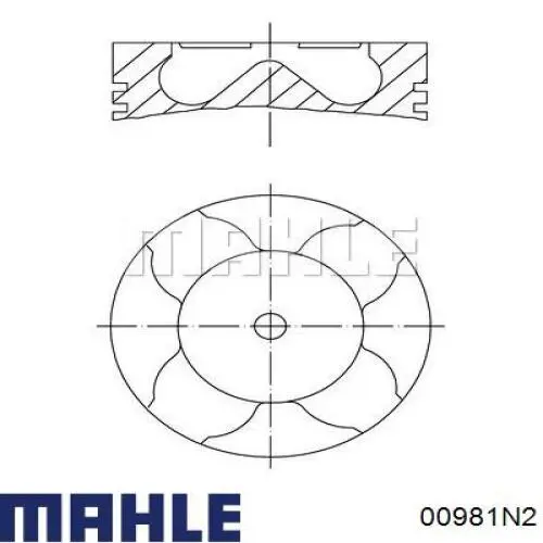00981N2 Mahle Original Комплект поршневих кілець на двигун 3-й ремонт (+0,75)