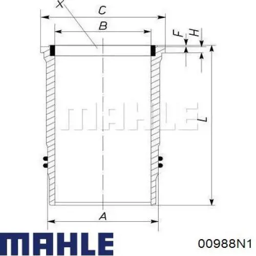 00988N1 Mahle Original кільця поршневі на 1 циліндр, 2-й ремонт (+0,50)