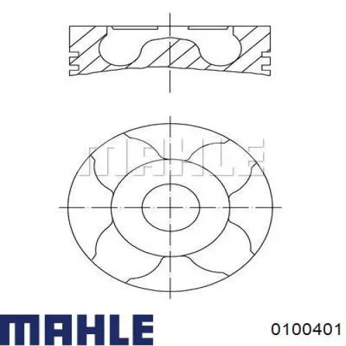 0100401 Mahle Original Поршень в комплекті на 1 циліндр, 3-й ремонт (+0,60)