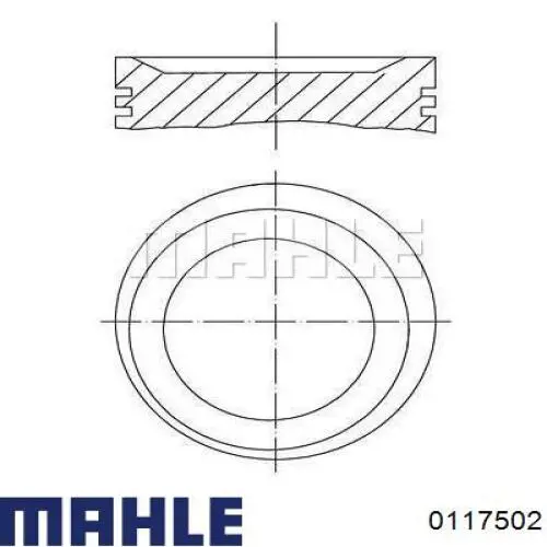 0117502 Mahle Original Поршень в комплекті на 1 циліндр, 4-й ремонт (+1,00)