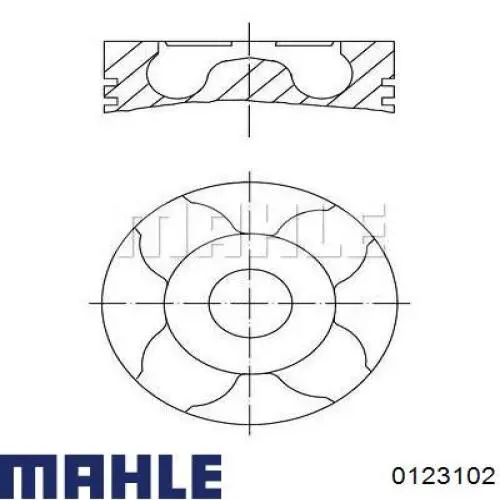 123102 Mahle Original поршень в комплекті на 1 циліндр, 2-й ремонт (+0,50)