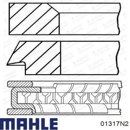 Кільця поршневі на 1 циліндр, 2-й ремонт (+0,50) MAHLE 01317N2