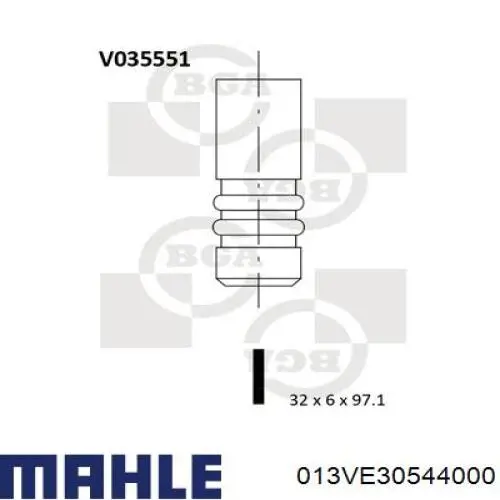 013VE30544000 Mahle Original Клапан впускний