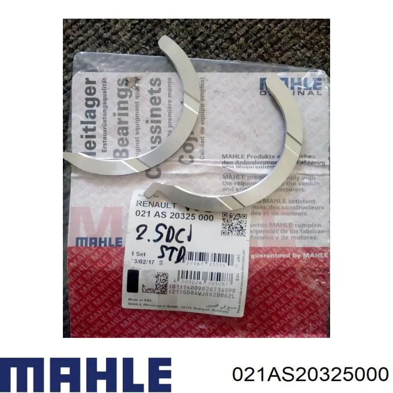 021AS20325000 Mahle Original Півмісяць півкільце завзяте розбігу коленвала