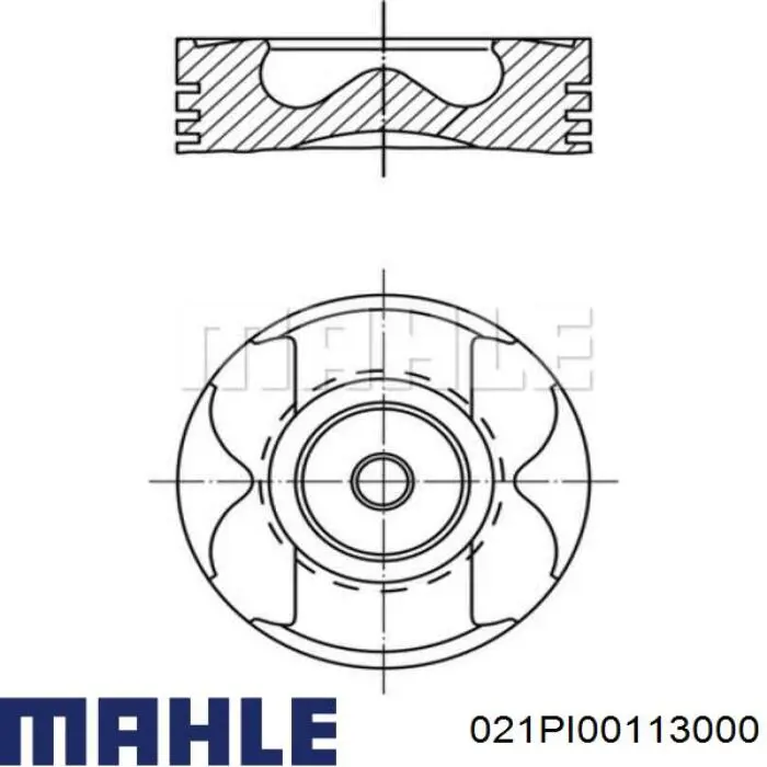 Поршень в комплекті на 1 циліндр, STD 021PI00113000 Mahle Original