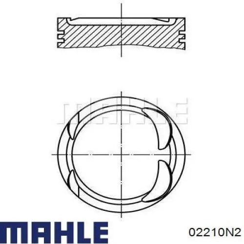Кільця поршневі на 1 циліндр, 2-й ремонт (+0,50) 02210N2 Mahle Original