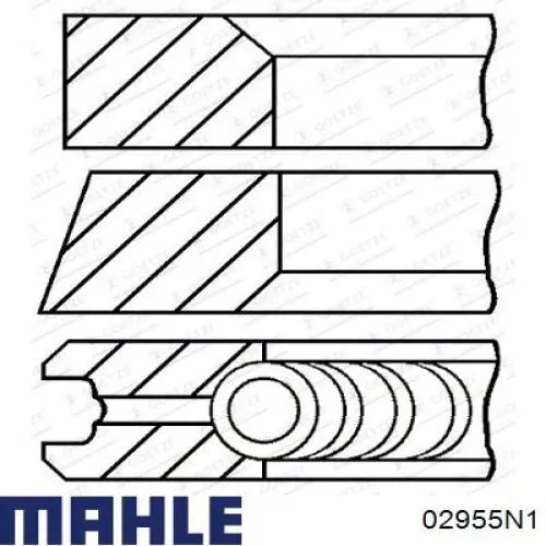 02955N1 Mahle Original кільця поршневі на 1 циліндр, 2-й ремонт (+0,50)