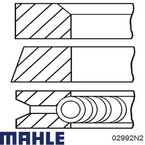 02992N2 Mahle Original Кільця поршневі на 1 циліндр, 2-й ремонт (+0,50)