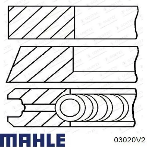 03020V2 Mahle Original кільця поршневі на 1 циліндр, 2-й ремонт (+0,50)