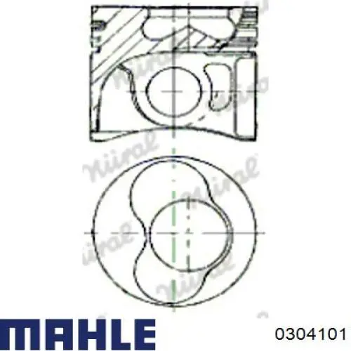0304101 Mahle Original Поршень в комплекті на 1 циліндр, 1-й ремонт (+0,25)