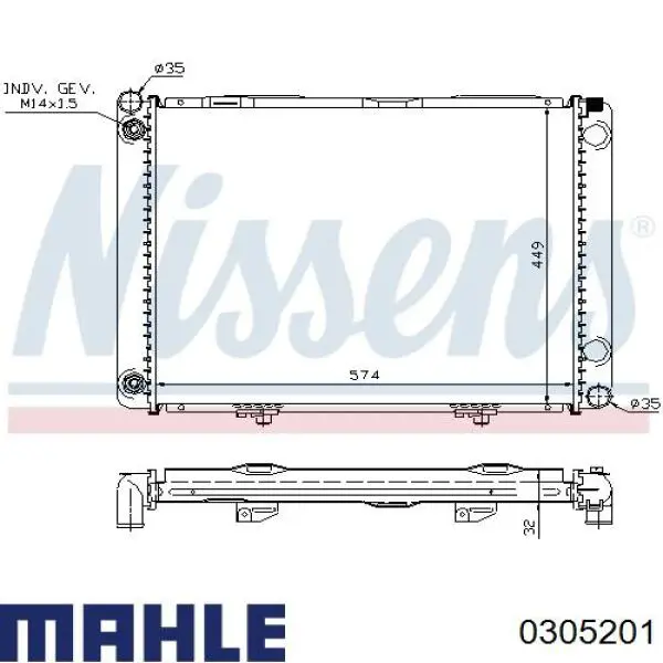 0305201 Mahle Original поршень в комплекті на 1 циліндр, 2-й ремонт (+0,50)