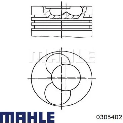 0305402 Mahle Original поршень в комплекті на 1 циліндр, 2-й ремонт (+0,50)