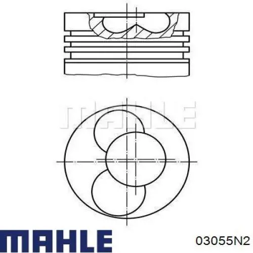 Кільця поршневі на 1 циліндр, 2-й ремонт (+0,50) 03055N2 Mahle Original
