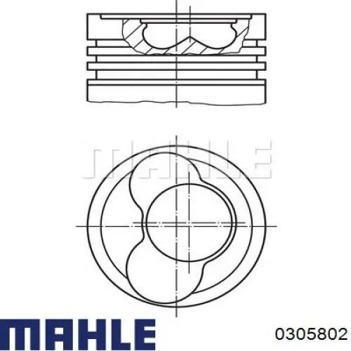 Поршня, 2-й ремонт (+0,50) Mahle Original 0305802 ціна, від 82.23 USD