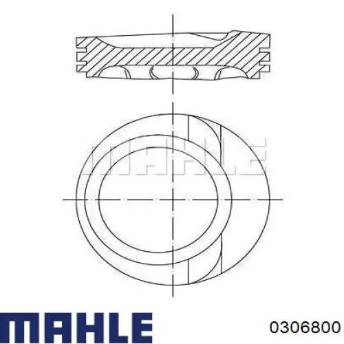 Поршень в комплекті на 1 циліндр, STD 0306800 Mahle Original