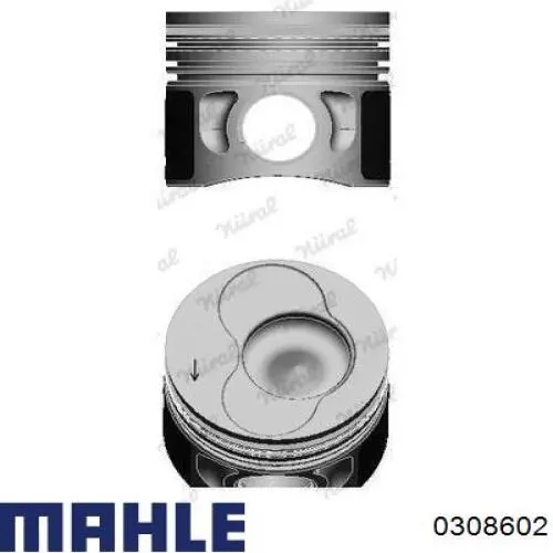0308602 Mahle Original поршень в комплекті на 1 циліндр, 2-й ремонт (+0,50)
