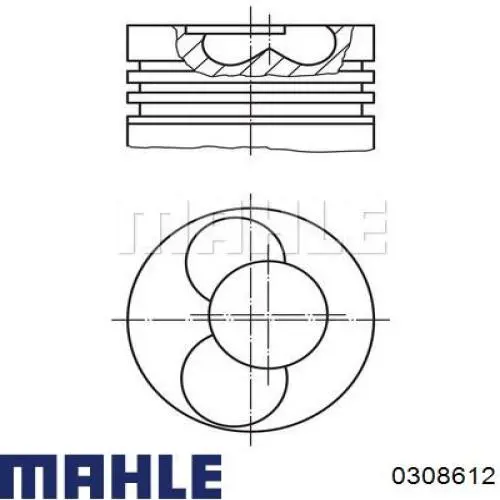 Купити 0308612 Mahle Original Поршень в комплекті на 1 циліндр, 2-й ремонт (+0,50)