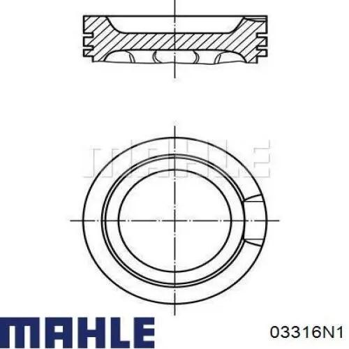 03316N1 Mahle Original кільця поршневі на 1 циліндр, 1-й ремонт (+0,25)