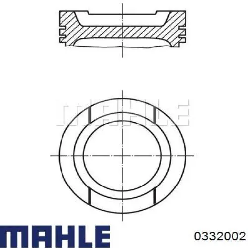 0332002 Mahle Original Поршень в комплекті на 1 циліндр, 4-й ремонт (+1,00)