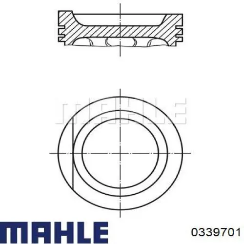 0339701 Mahle Original Поршень в комплекті на 1 циліндр, 1-й ремонт (+0,25)