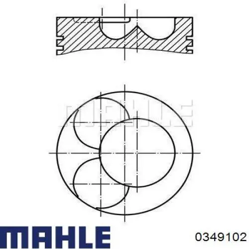 Поршень в комплекті на 1 циліндр, 2-й ремонт (+0,50) 0349102 Mahle Original