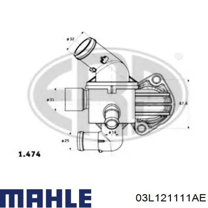 Корпус термостата 03L121111AE Mahle Original