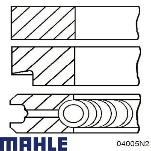 04005N2 Mahle Original кільця поршневі комплект на мотор, 2-й ремонт (+0,50)