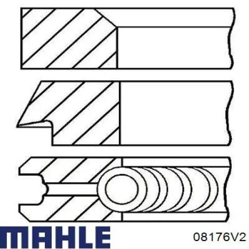 08176V2 Mahle Original кільця поршневі на 1 циліндр, 2-й ремонт (+0,50)