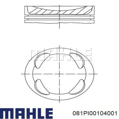 081PI00104001 Mahle Original поршень в комплекті на 1 циліндр, 1-й ремонт (+0,25)