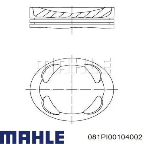 081PI00104002 Mahle Original поршень в комплекті на 1 циліндр, 2-й ремонт (+0,50)