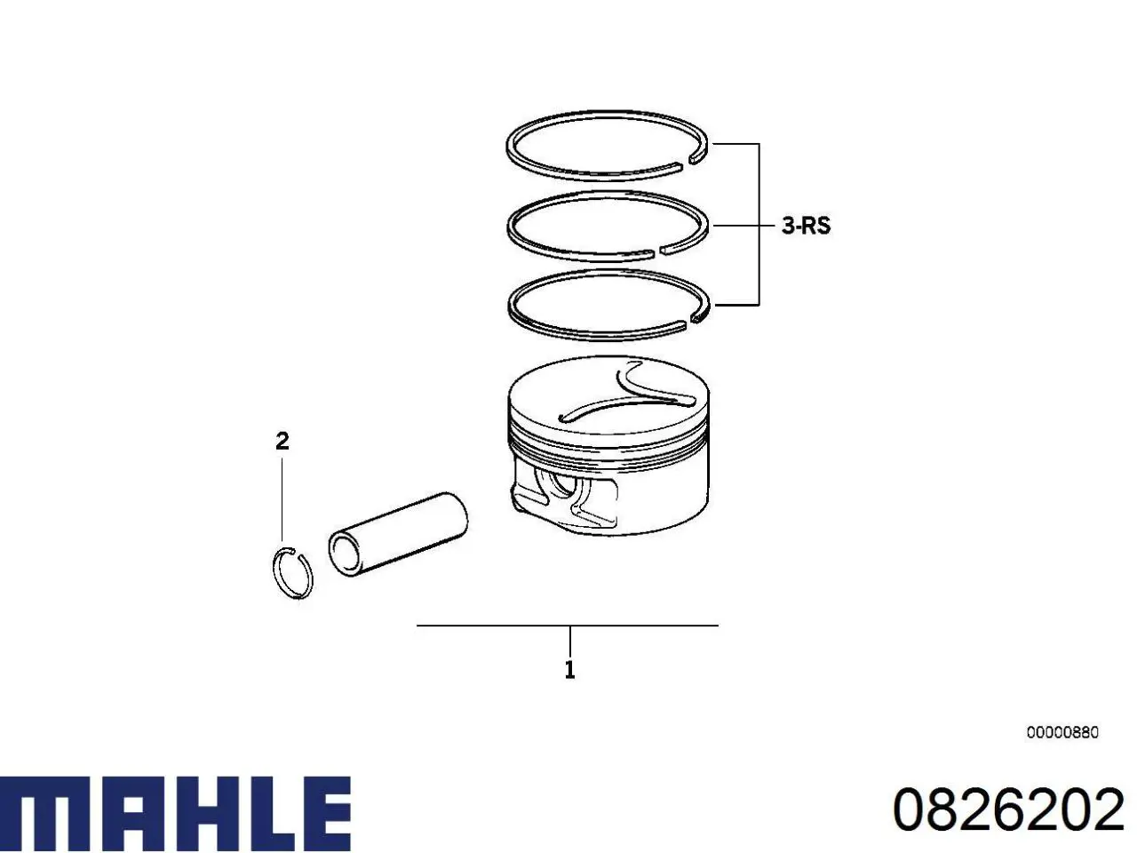 Купити 0826202 Mahle Original Поршень в комплекті на 1 циліндр, 2-й ремонт (+0,50)