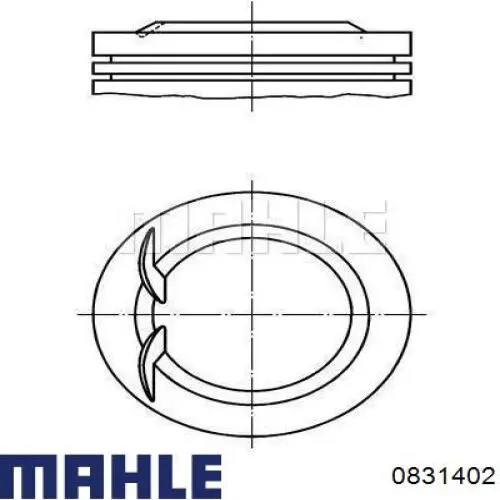 0831402 Mahle Original поршень в комплекті на 1 циліндр, 2-й ремонт (+0,50)