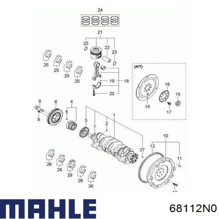 Купити 68112N0 Mahle Original Кільця поршневі комплект на мотор, 2-й ремонт (+0,50)