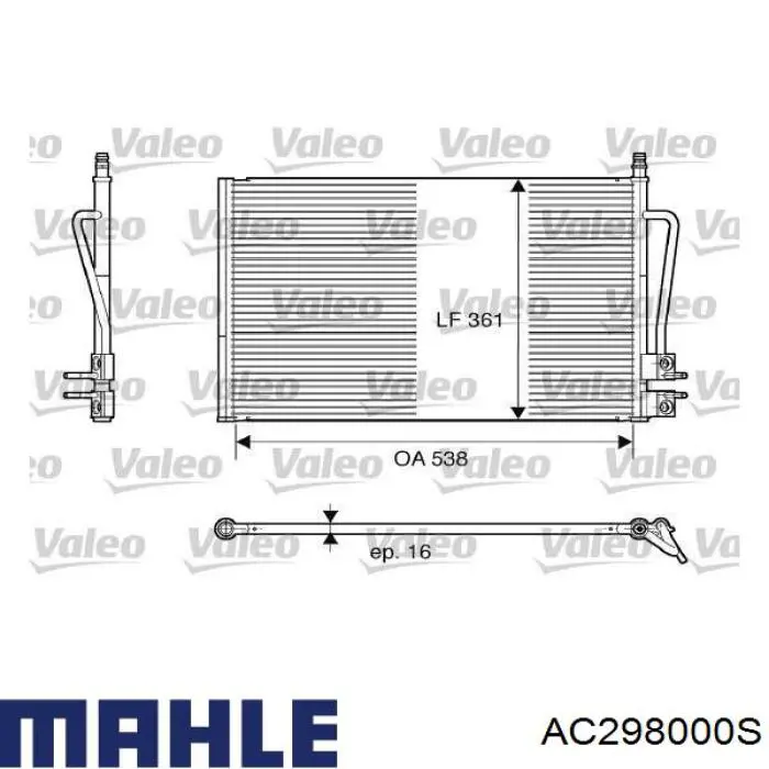 Купити AC298000S Mahle Original Радіатор системи охолодження кондиціонера