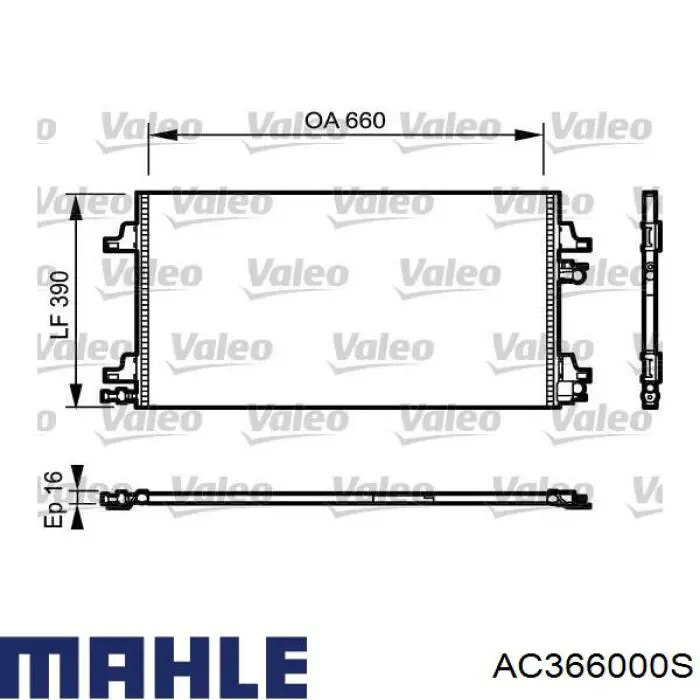 Конденсатор кондиціонера Mahle Original AC366000S ціна, від 98.50 USD