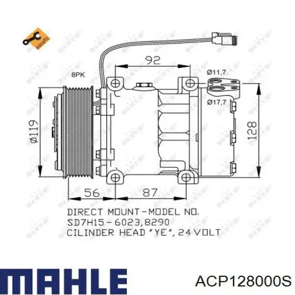 Компресор системи кондиціювання AVA SCAK033 ціна, від 249.76 USD