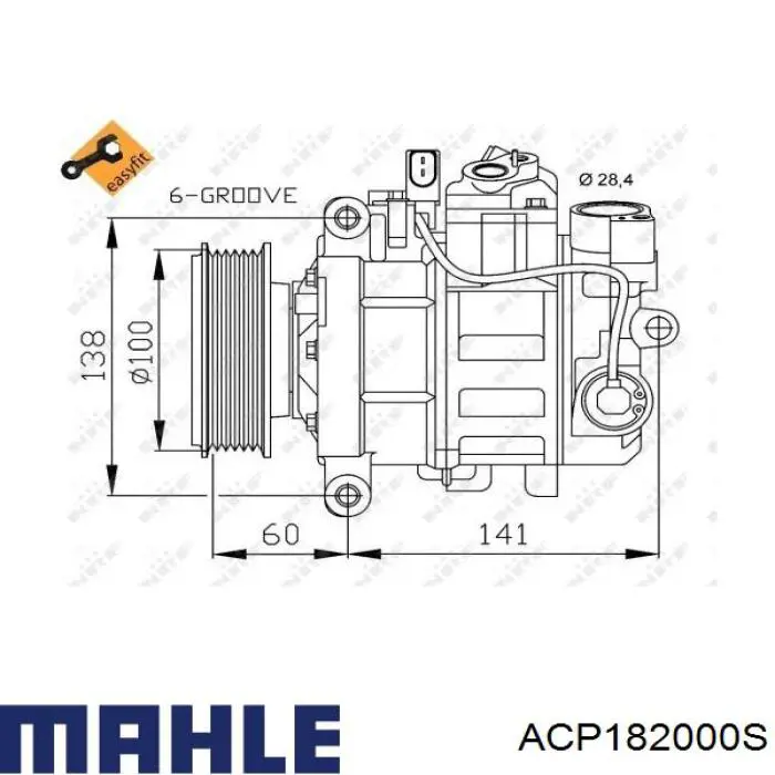 Компресор кондиціонера ACP182000S Mahle Original