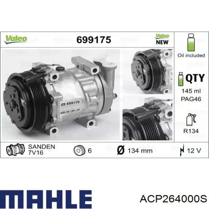Купити ACP264000S Mahle Original Компресор кліматичної установки