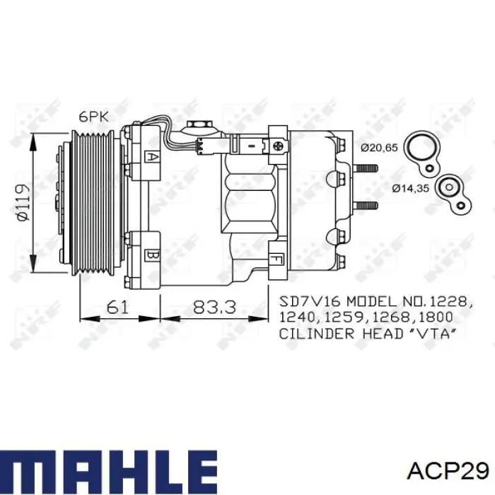 Компресор кондиціонера ACP29 Mahle Original