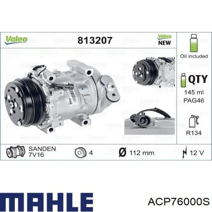 Компресор кондиціонера ACP76000S Mahle Original