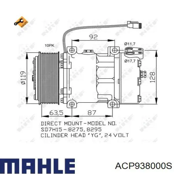 Компресор системи кондиціювання Mahle Original ACP938000S ціна, від 123.59 USD