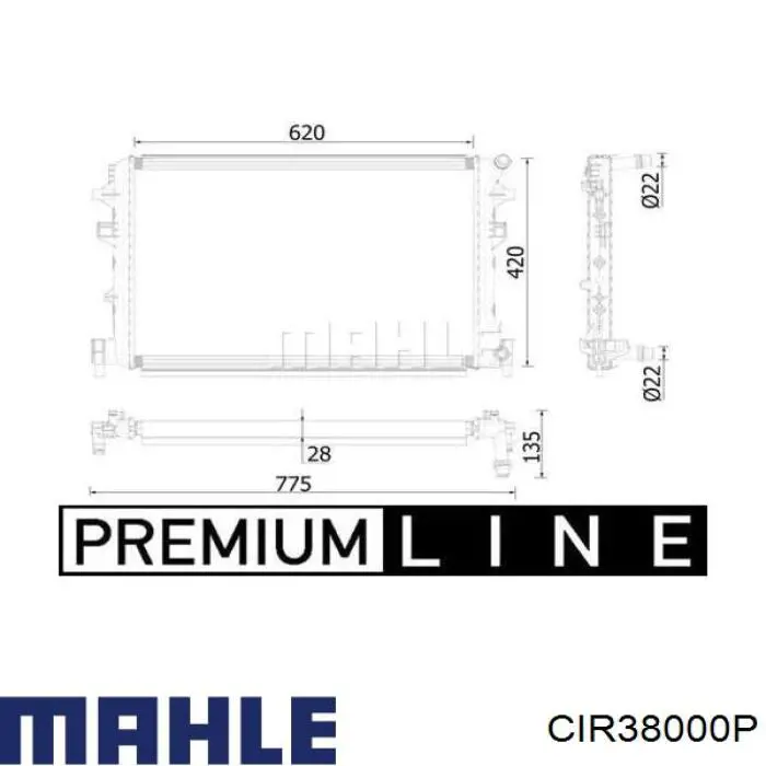 CIR38000P Mahle Original Радіатор охолодження двигуна, додатковий