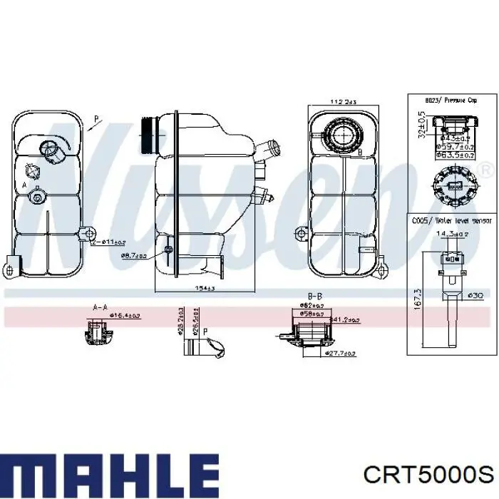 Бачок системи охолодження двигуна розширювальний Mahle Original CRT5000S ціна, від 22.29 USD
