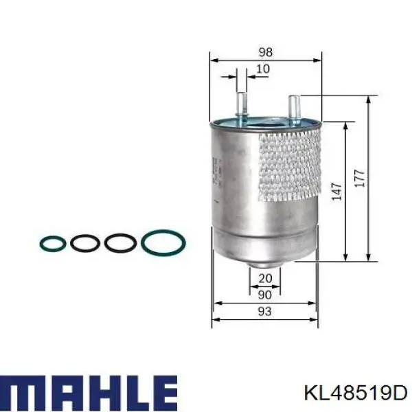 Купити KL48519D Mahle Original Фільтр-відстійник палива грубої очистки