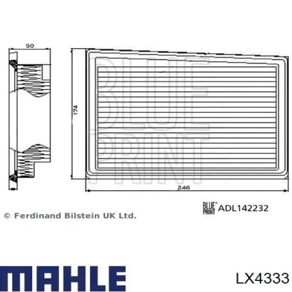 Елемент повітряного фільтра Mahle Original LX4333 ціна, від 14.65 USD