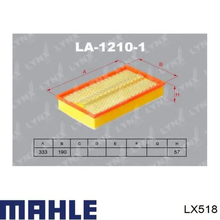 Повітряний фільтр LX518 Mahle Original