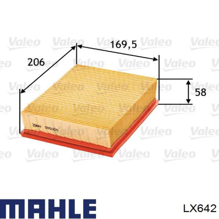 Елемент повітряного фільтра Mahle Original LX642 ціна, від 5.20 USD